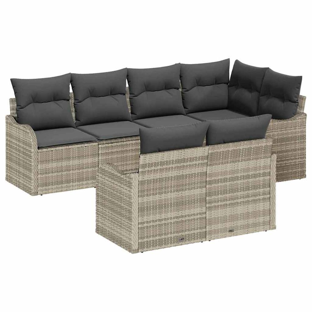 Ensemble de canapé de jardin 7 pc gris clair polyrotin