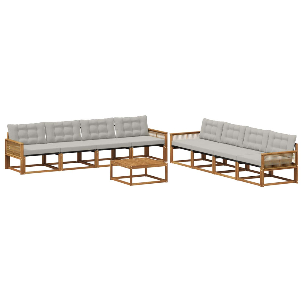 Ensemble de canapés d'extérieur 9 pcs naturel et gris clair
