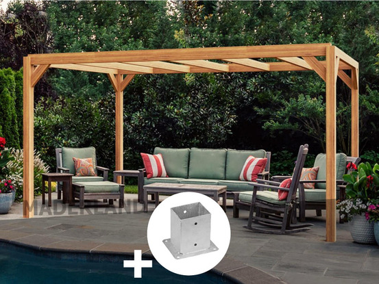 Pergola en bois lamellé-collé lille 600 x 300 cm + 6 supports poteaux