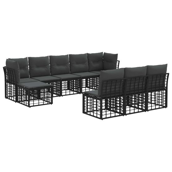 Ensemble de canapés d'extérieur noir et gris foncé polyester