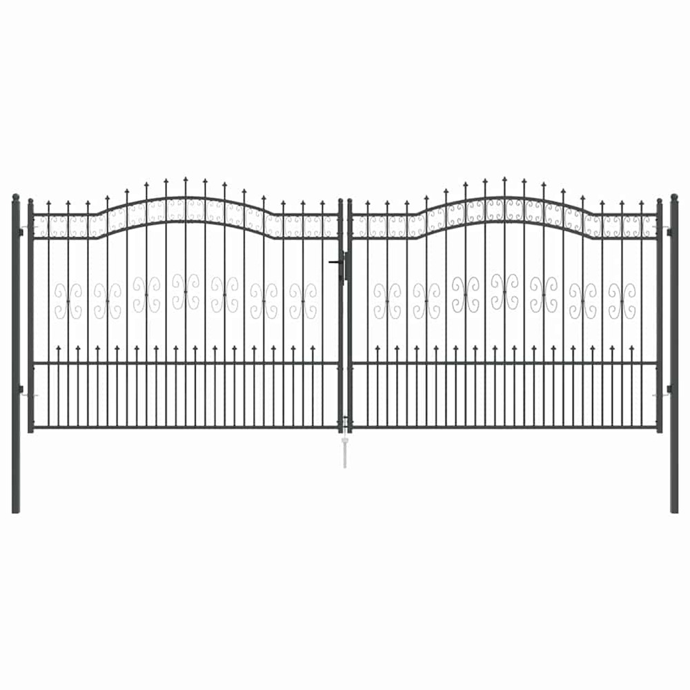 Portail de clôture avec pointe kampen 404 x 150 cm acier gris