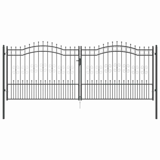 Portail de clôture avec pointe kampen 404 x 150 cm acier gris