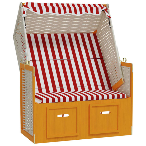 Strandkorb avec auvent résine tressée bois solide rouge blanc