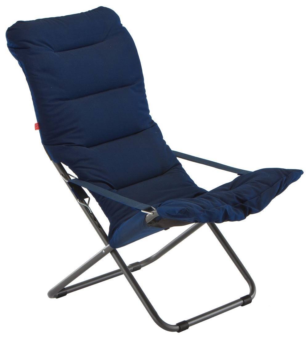 Fauteuil relax - Fiesta soft - alu. anthracite, oléfine Bleu marine - L.86/99xl.62xH.89/105cm