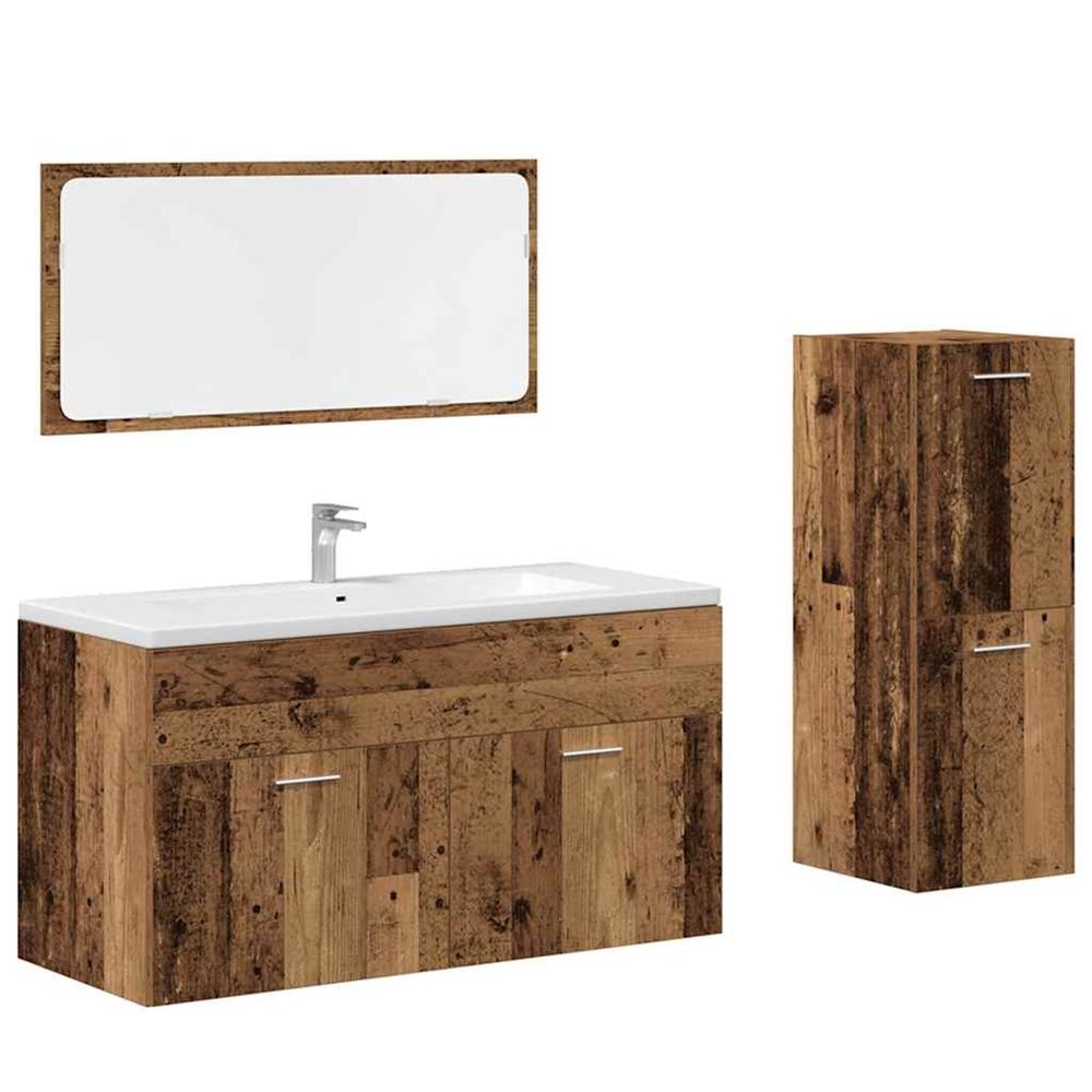 Ensemble de meubles salle de bain 3 pcs bois d'ingénierie