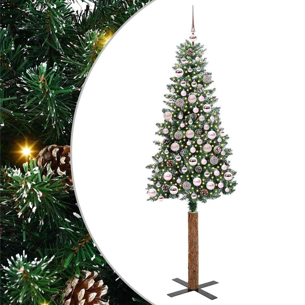 Sapin de noël mince vert 180 cm pvc et bois de pin massif