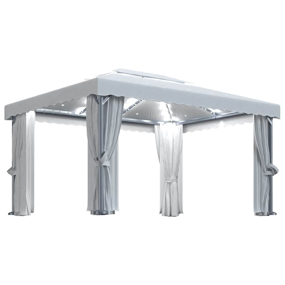Tonnelle et rideau et guirlande lumineuse led 4x3 m blanc crème