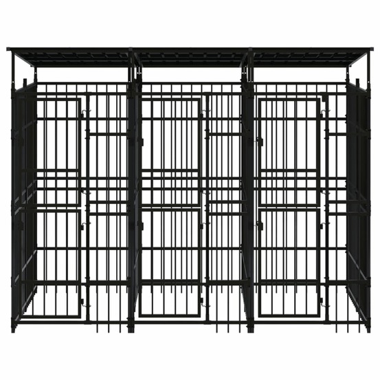 Chenil d'extérieur avec toit pour chiens acier 5,53 m²