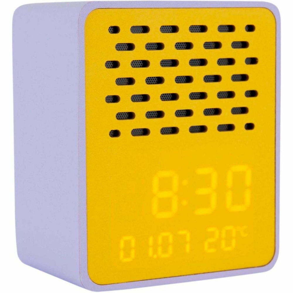 Réveil avec enceinte bluetooth funky vibes violet et jaune