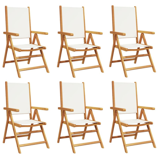 Chaises inclinables de jardin lot de 6 tissu et bois massif
