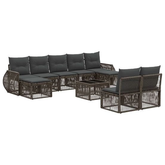 Ensemble de canapé de jardin 10 pc gris et gris foncé polyrotin