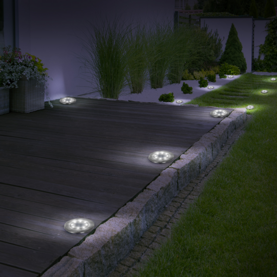 Lot de 10 disques solaires à led spots de jardin à planter
