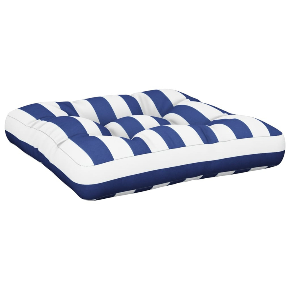 Coussin de palette rayure bleue/blanche 58x58x10 cm tissu
