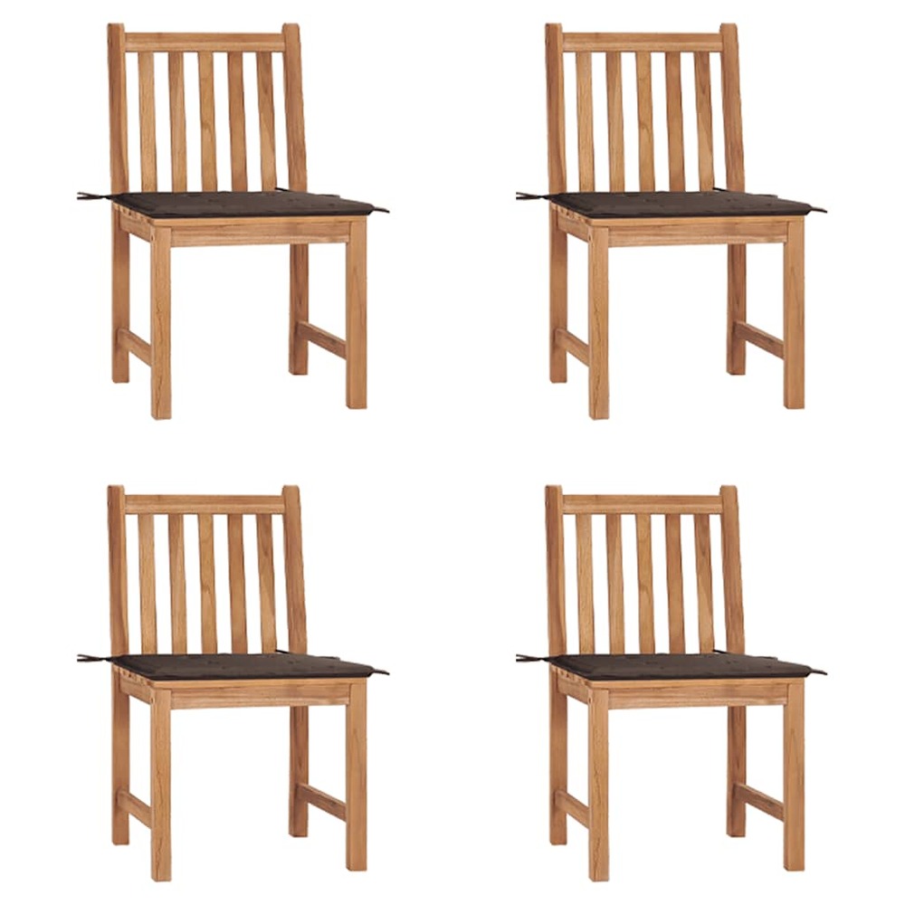 Chaises de jardin lot de 4 avec coussins bois de teck massif