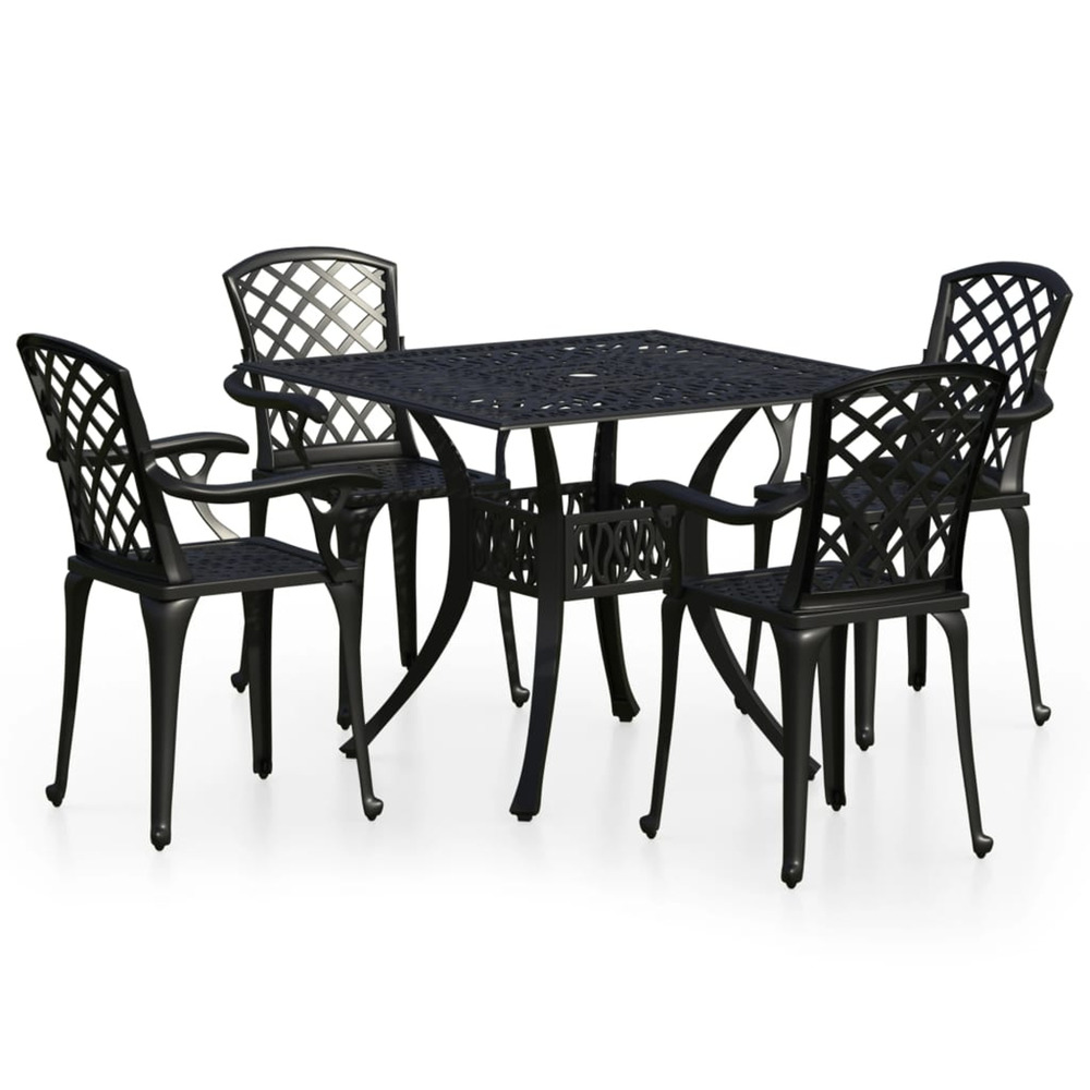 Ensemble de bistro 5 pcs aluminium coulé noir