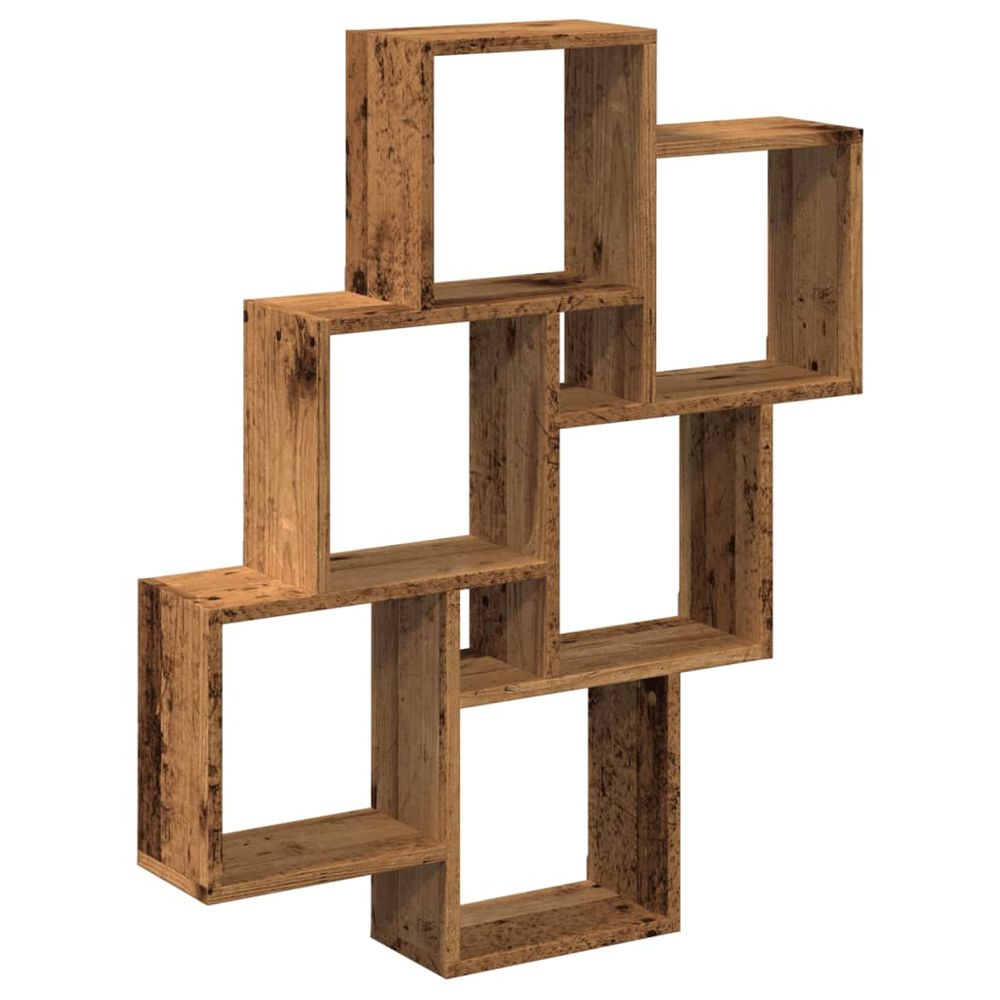 Étagère murale sous forme de cube vieux bois 78x15x93 cm