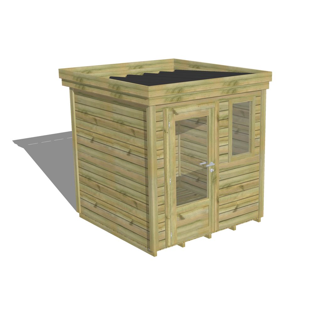 Abri de jardin bois pin traité autoclave 27mm - 2,14x2,14m / 5m2 - bac acier - plancher bois