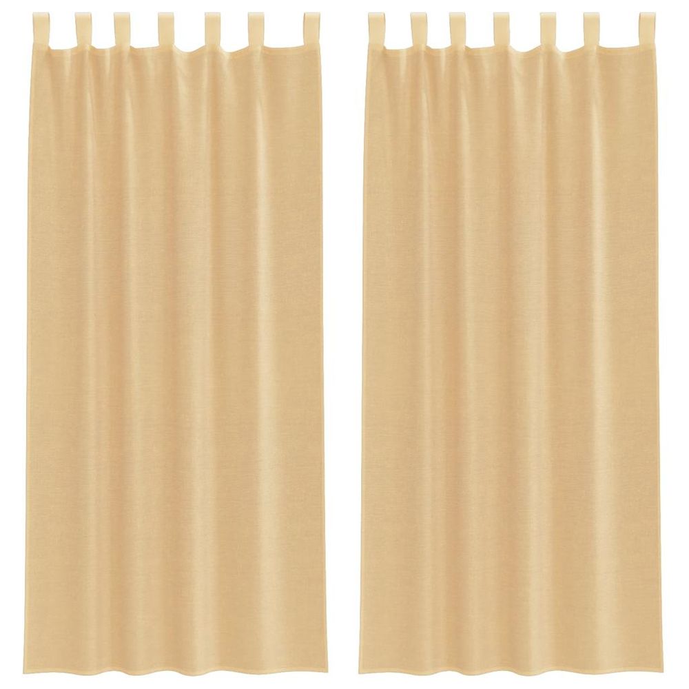 Rideaux en voile avec boucles 2 pcs sable 140x225 cm