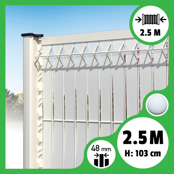 Brise-vue lattes aluminium n55 - blanc - 103 cm, 2,50 mètres