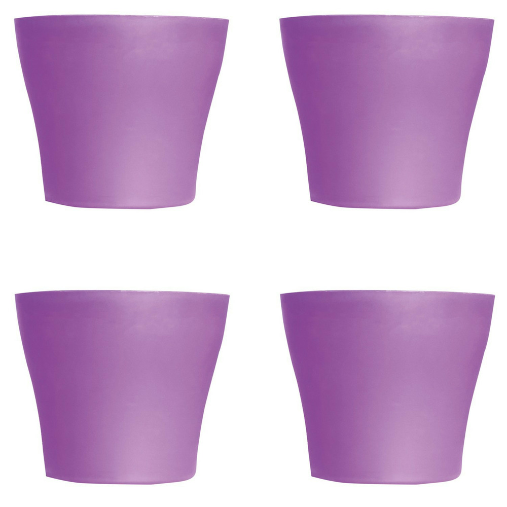 Lot de 4 pots à fleurs en plastique violet avec cache-pot gh629pur st helens home and garden - 20 cm x 14.5 cm