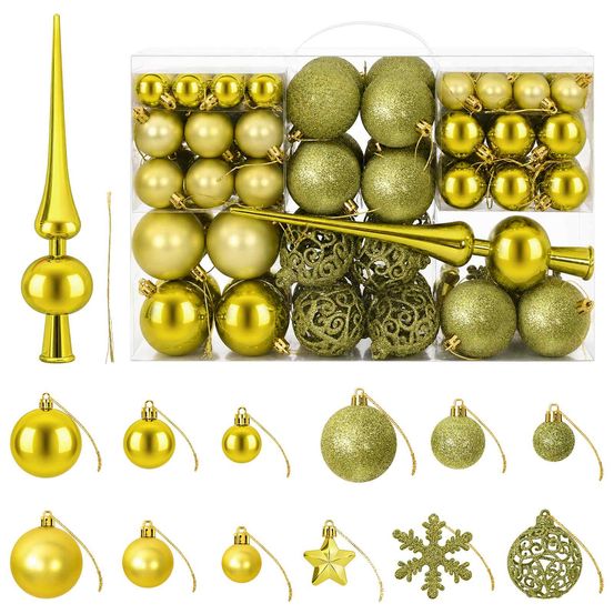 Ensemble de boules de noël 111 pc vert clair 6 cm polystyrène