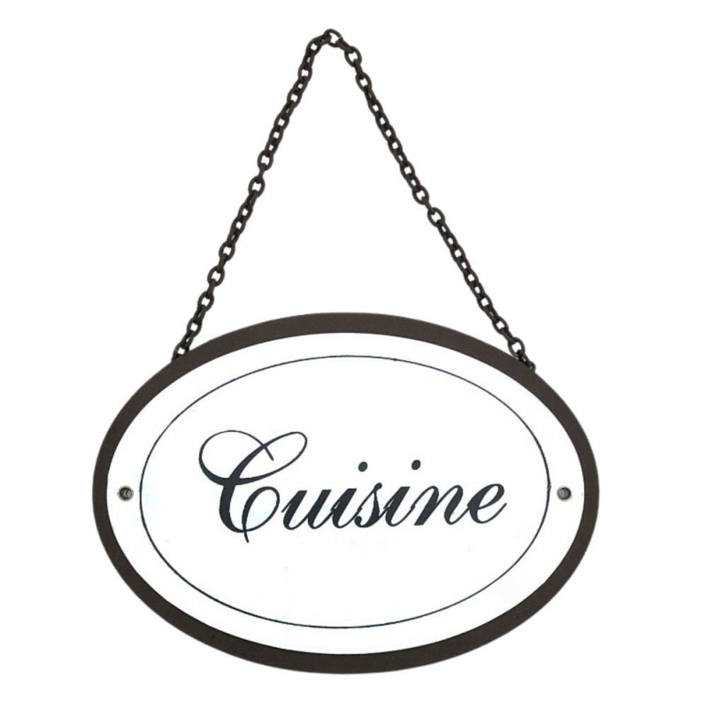 Plaque de porte décorative vintage cuisine fer blanc marron 15x9cm