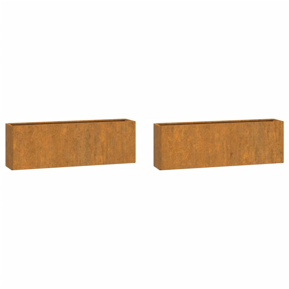Jardinière d'extérieurs murales 2 pcs rouillé acier corten 53x10x17 cm