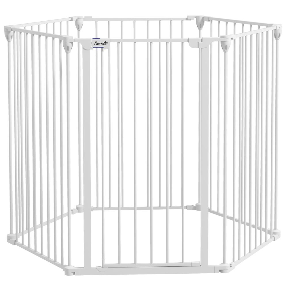 Barrière sécurité parc acier chien escalier modulable 6 panneaux hauteur 100cm blanc - comfortxl outdoor living