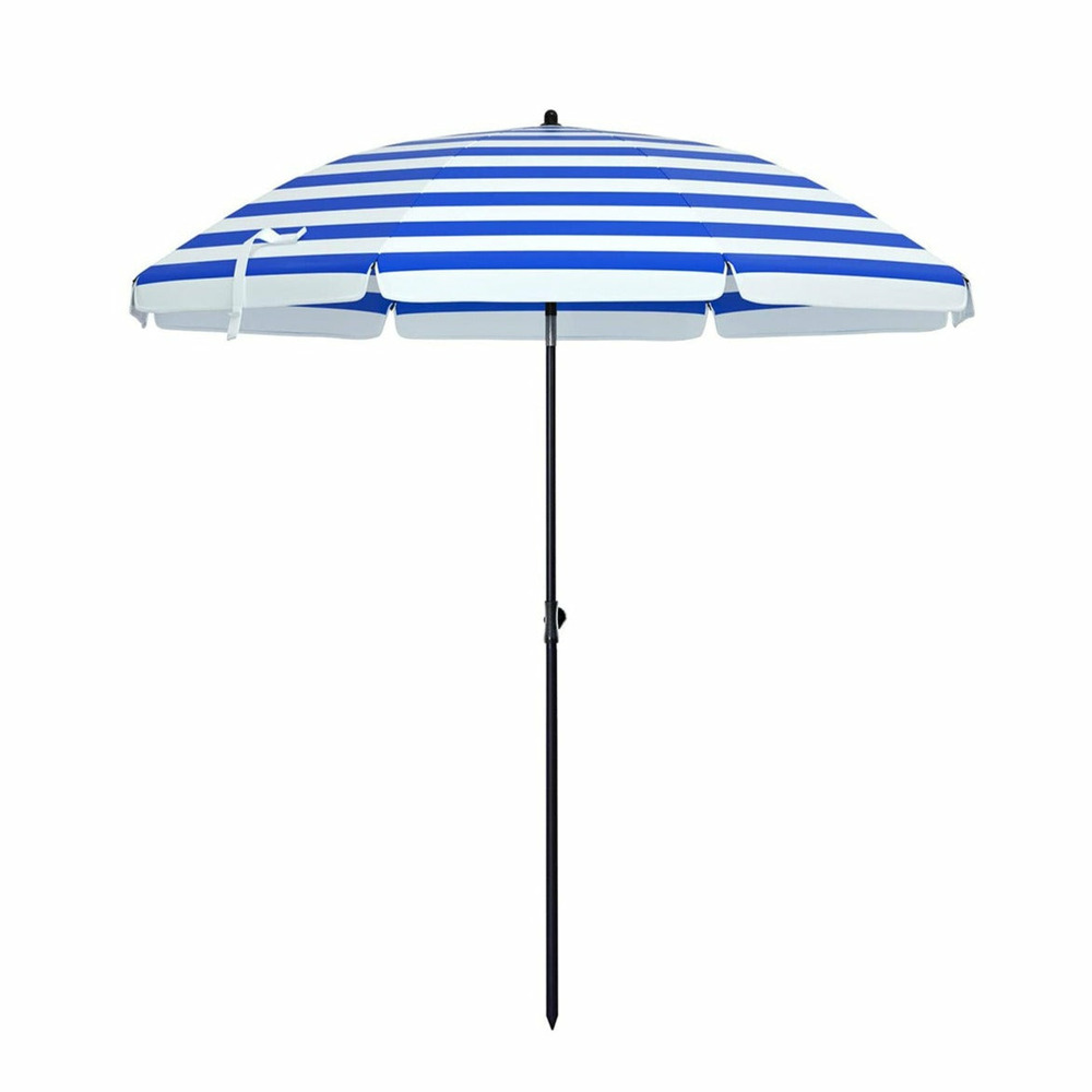 Parasol de plage diamètre 1,6 m ombrelle de jardin protection upf 50+ inclinable portable résistant au vent baleines en fibre