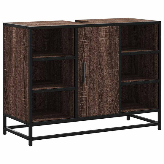 Armoire lavabo de salle de bain chêne marron bois d'ingénierie