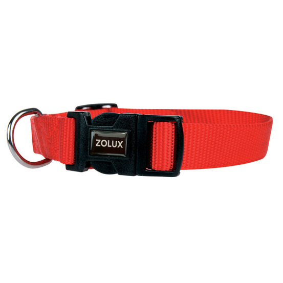 Collier nylon 25 - 35 cm x 10 mm rouge pour chien.