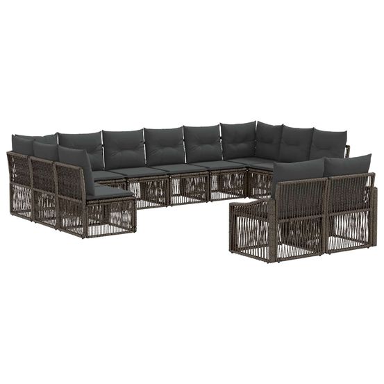 Ensemble de canapé de jardin 12 pc gris polyrotin