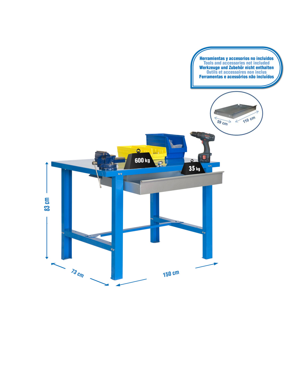 Etabli simonwork bt6 metal 1box 1500x735 bleu bleu 830x1500x730 - simonrack