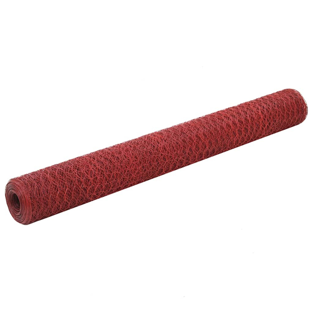 Grillage acier avec revêtement en pvc 25x1,2 m rouge