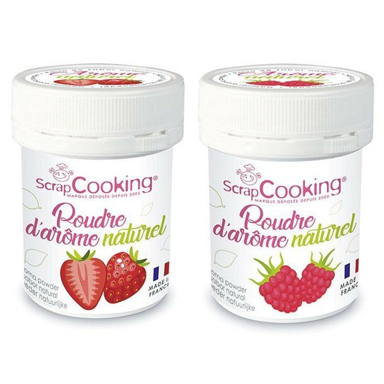 Arômes alimentaires naturels en poudre - fraise et framboise - 2 x 15 g
