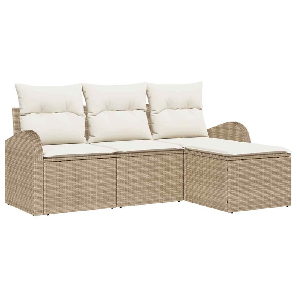 Ensemble de canapé de jardin beige polyrotin