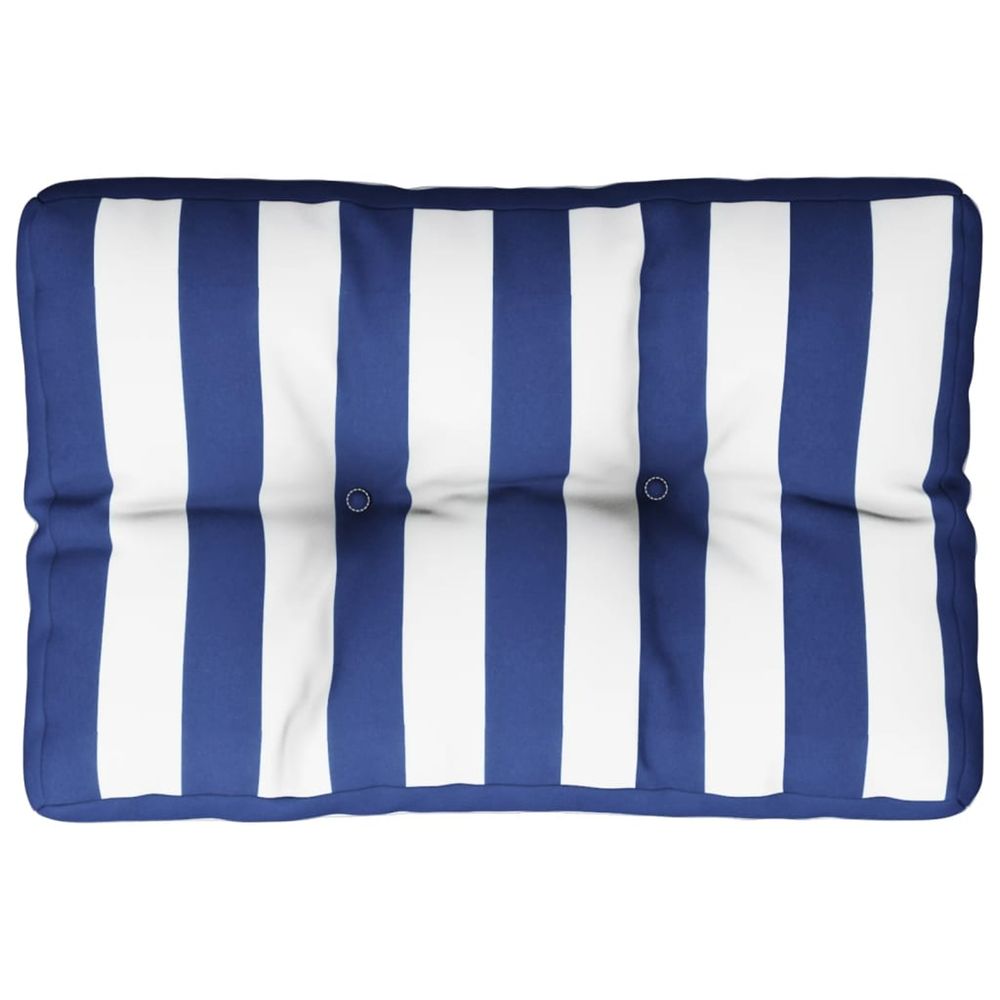 Coussin de palette rayures bleues et blanches 50x40x12 cm tissu