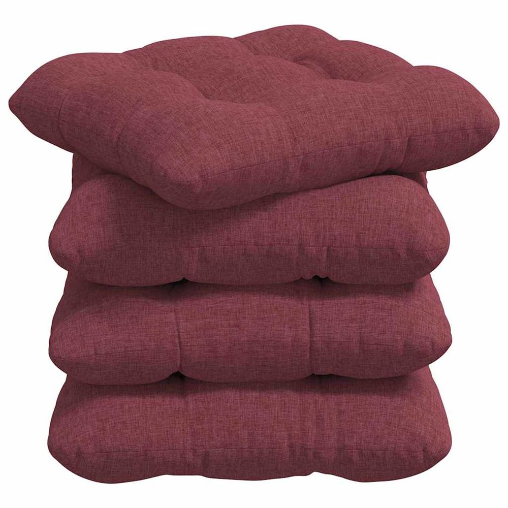 Coussins de siège 4 pc tissu bordeaux 40 x 40 x 12 cm