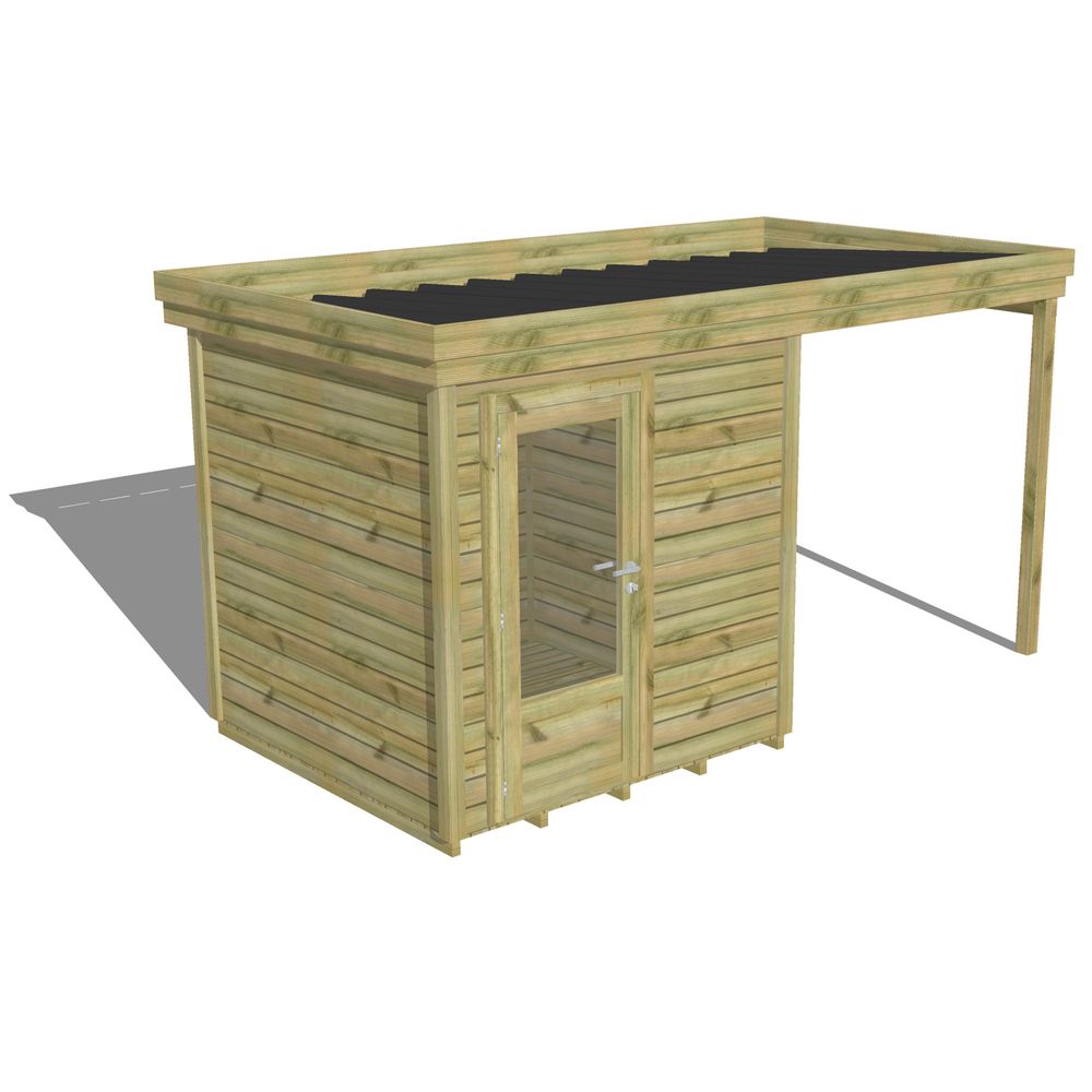 Abri de jardin bois pin traité autoclave 27mm - 4,14x2,14m / 9m2 - bac acier - plancher bois