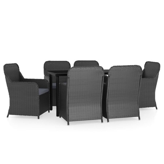 Ensemble à manger de jardin avec coussins 7 pcs noir