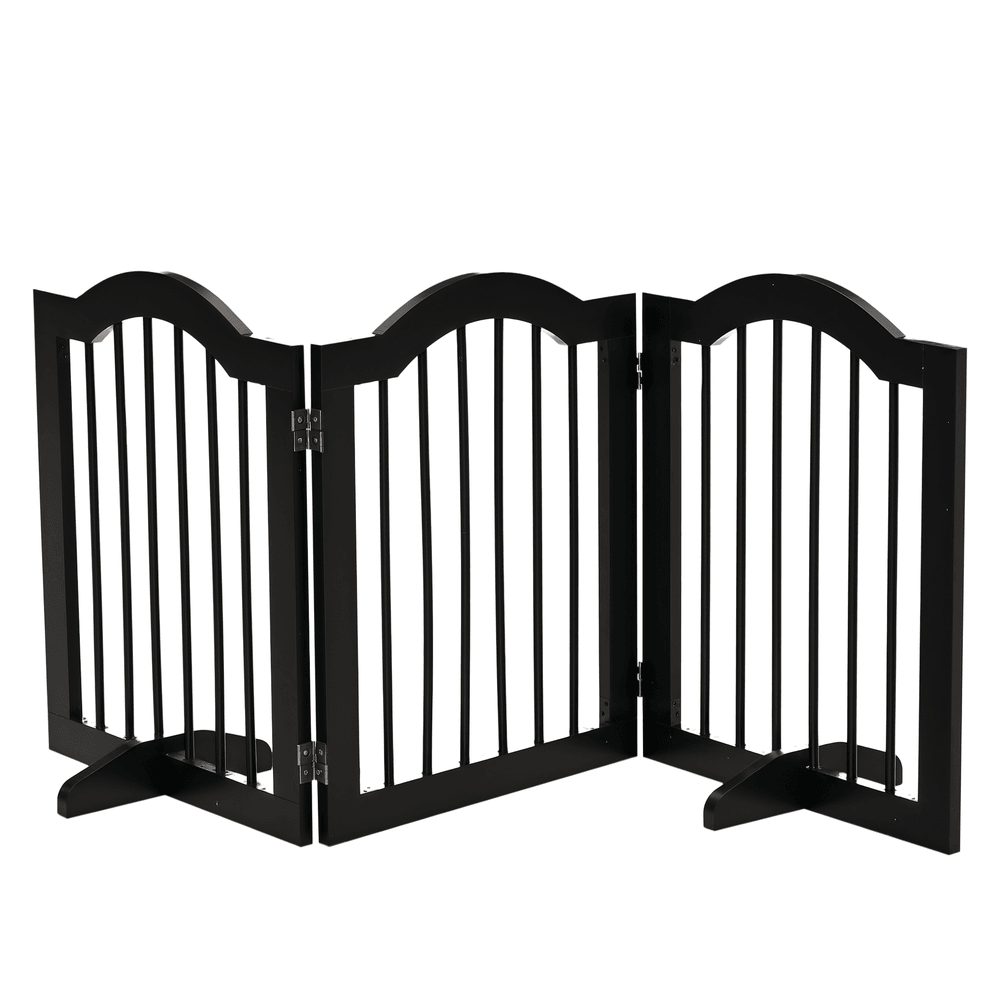 Barrière de sécurité modulable en mdf pour chien pliable avec pieds 154x61cm noir
