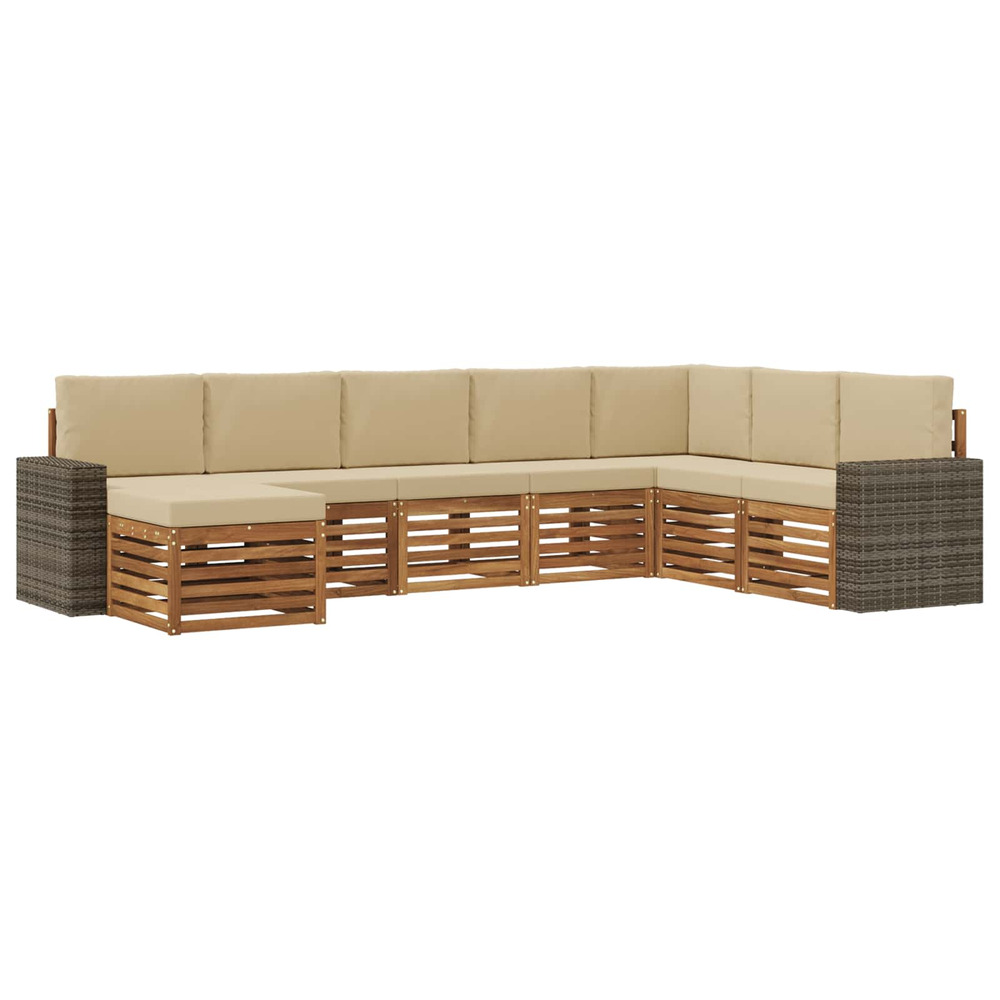Ensemble de canapés d'extérieur 8 pcs naturel et beige