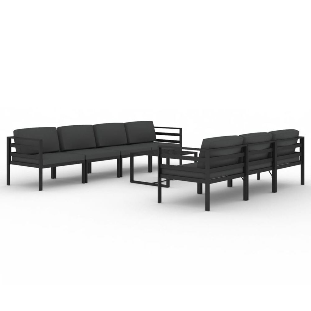 Salon de jardin 8 pcs avec coussins aluminium anthracite