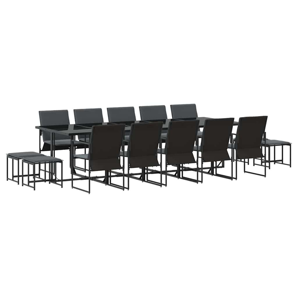 Ensemble de salle à manger pour jardin 15 pcs noir acier