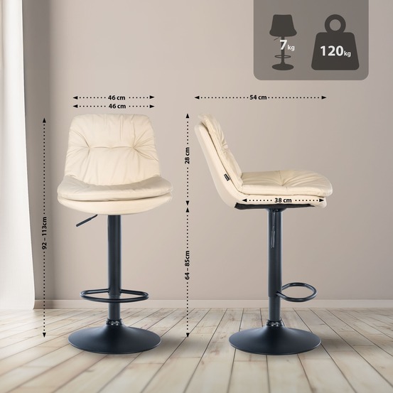 Tabouret de bar laurel simili cuir noir