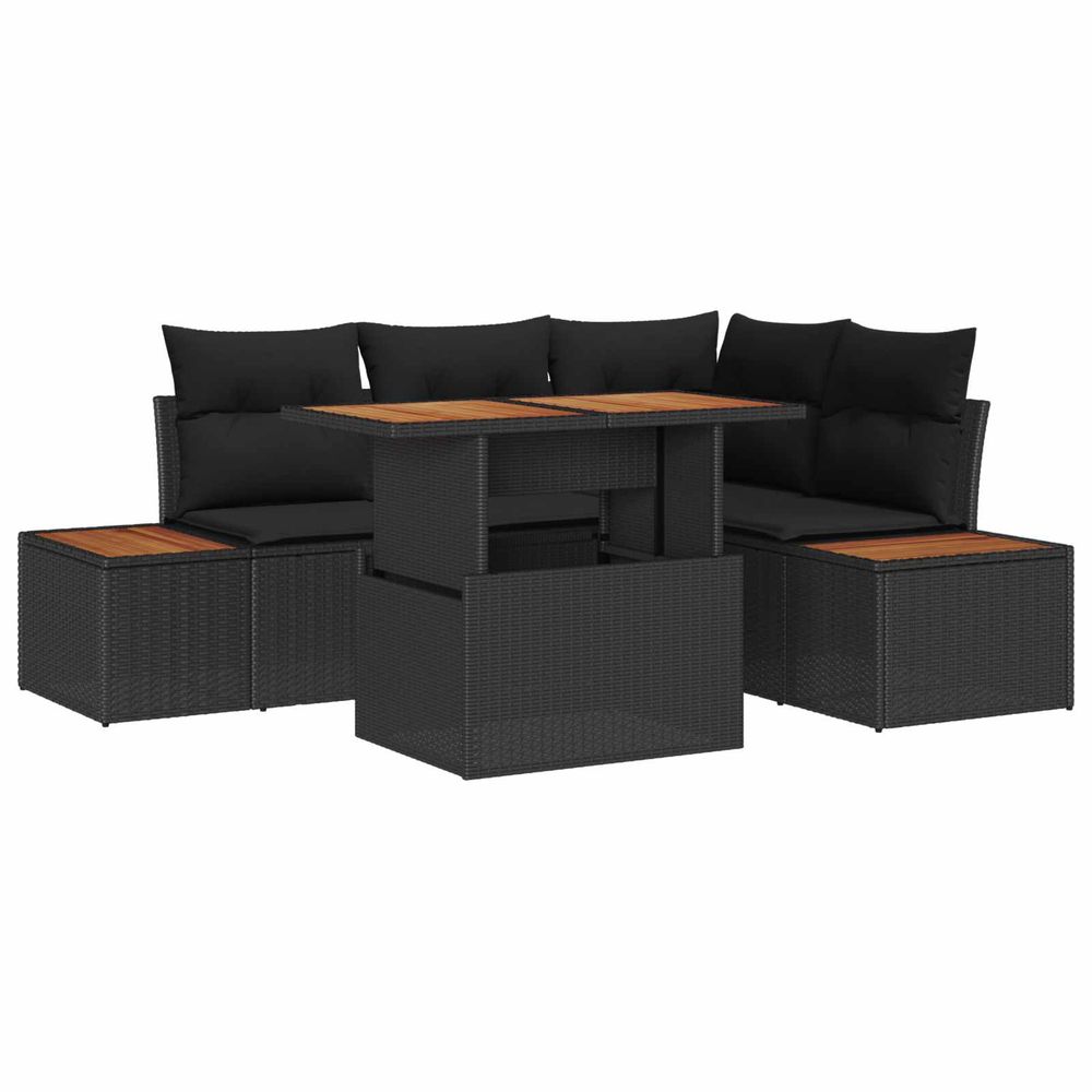 Ensemble de canapé de jardin 5 pc noir poly rotin