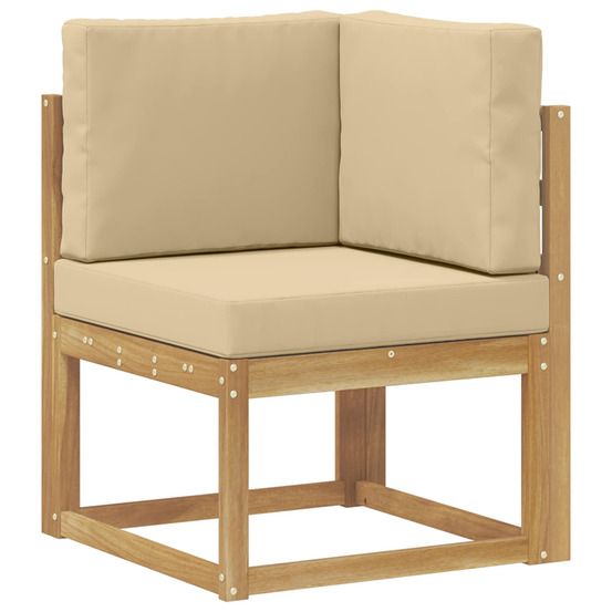 Canapé d'angle extérieur bois d'acacia massif blanc