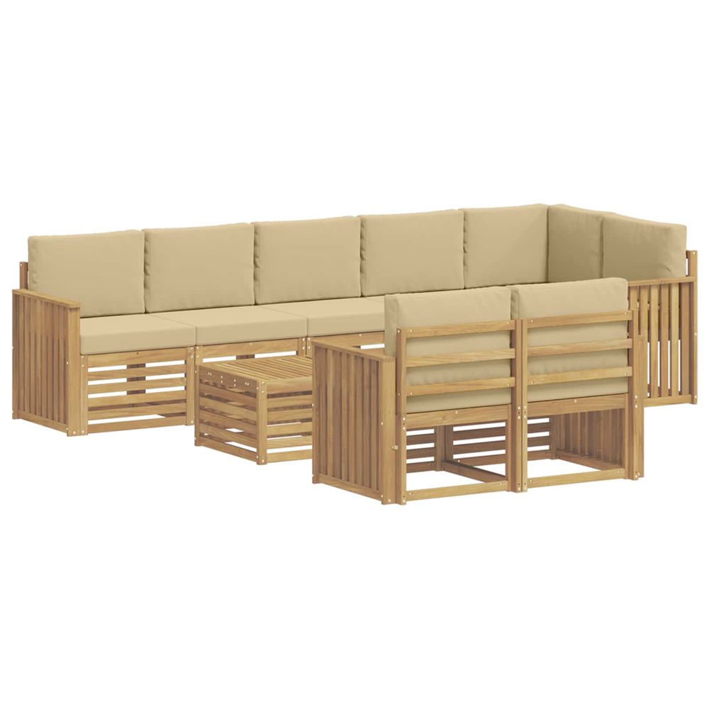 Ensemble de canapés d'extérieur 9 pc blanc et beige polyester
