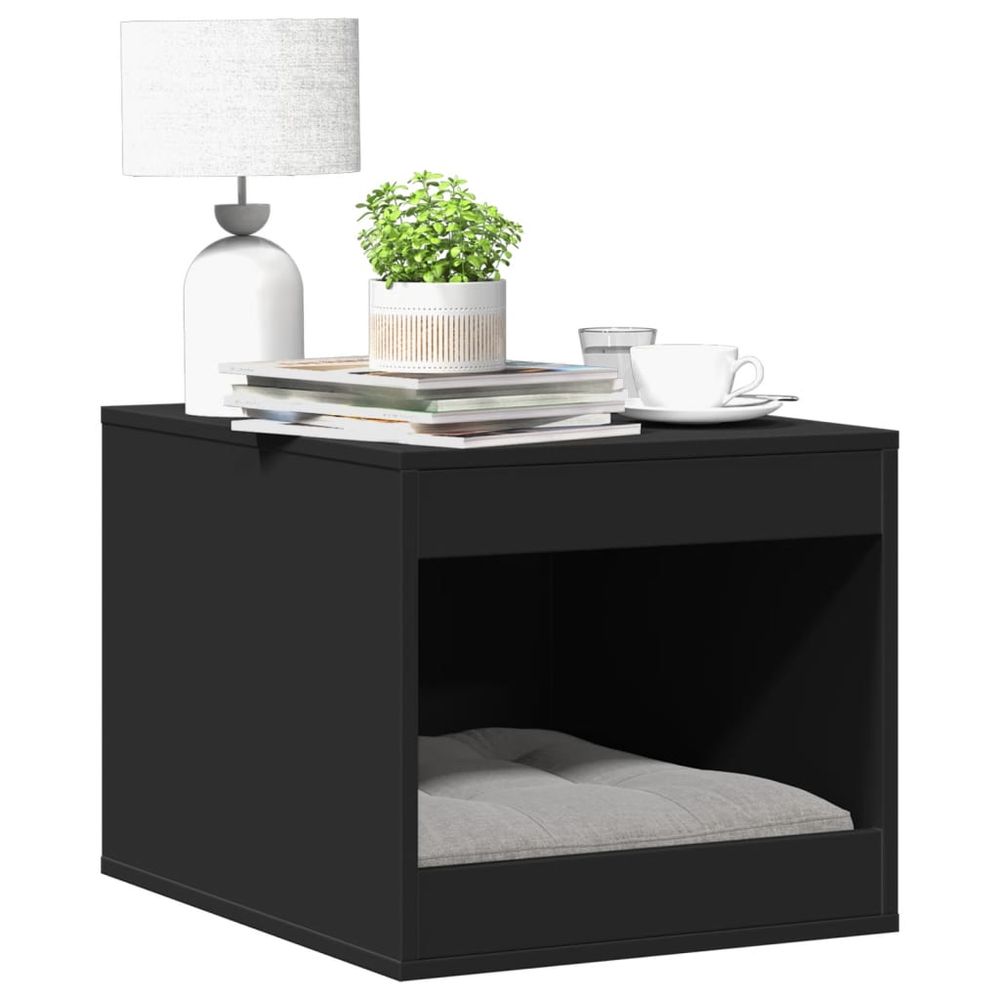 Maison de toilette chat en bois meuble de rangement multifonction noir