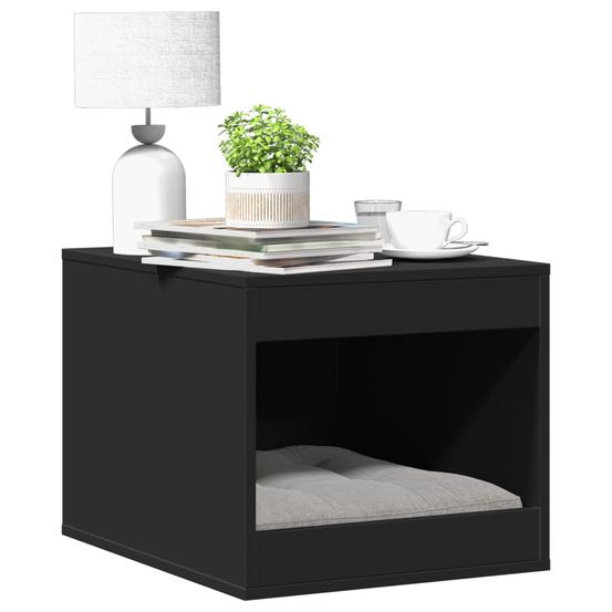 Maison de toilette chat en bois meuble de rangement multifonction noir
